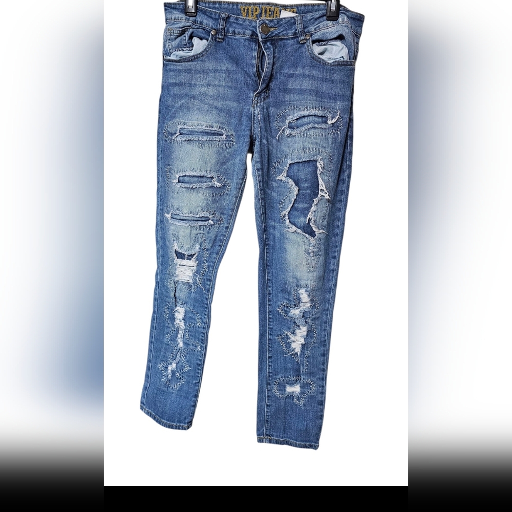 VIP Blue Distressed Skinny Jeans